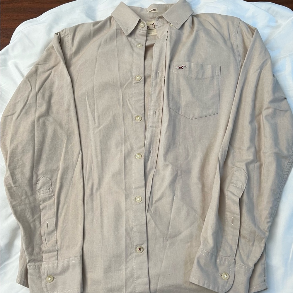 Mens small Hollister Tan / Beige Button Up